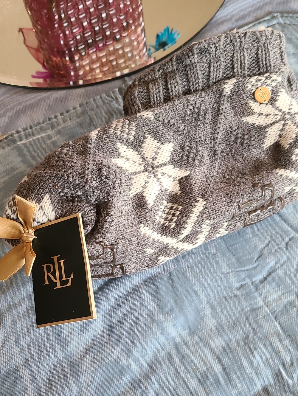 Ralph Lauren Gray and Cream BOOTIE SOCKS